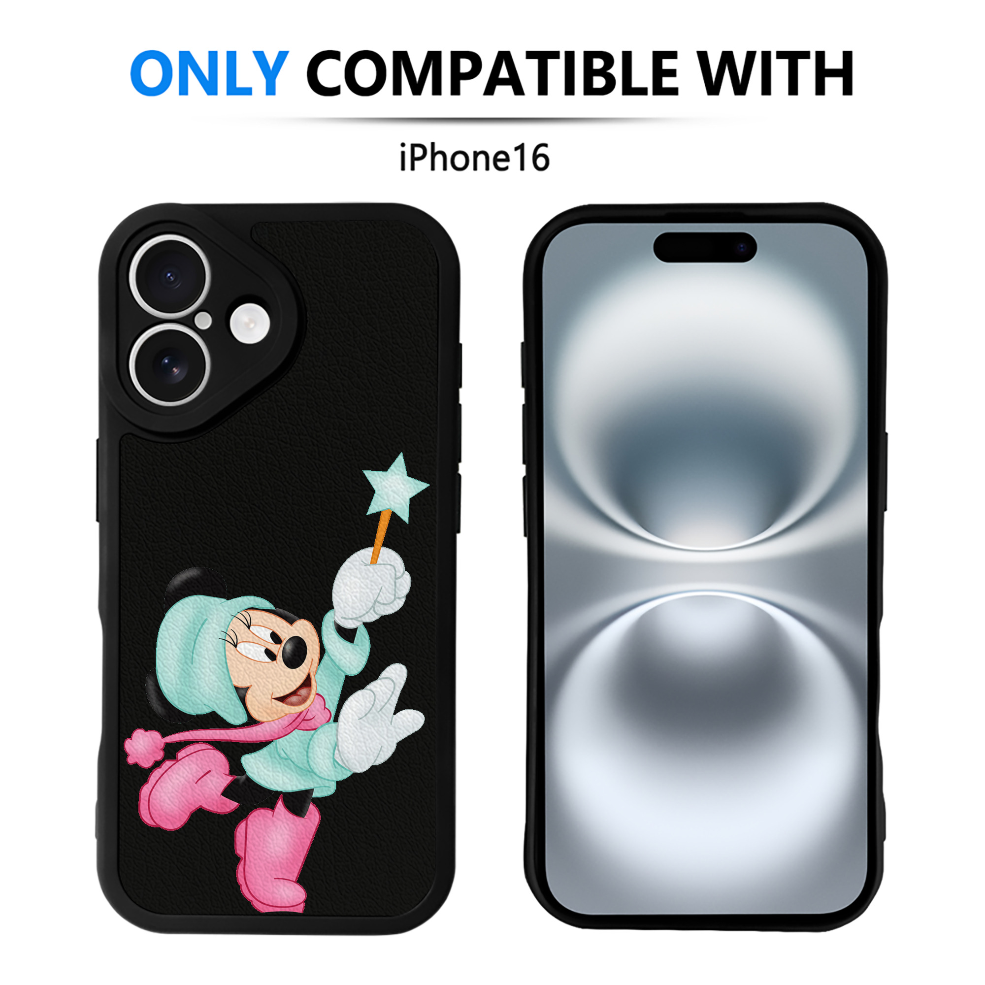 （画像用） ミッキーマウス Mickey Mouse 【iPhone 16シリーズ対応】シリコンスマホケース（レザー調） 材質：シリコン